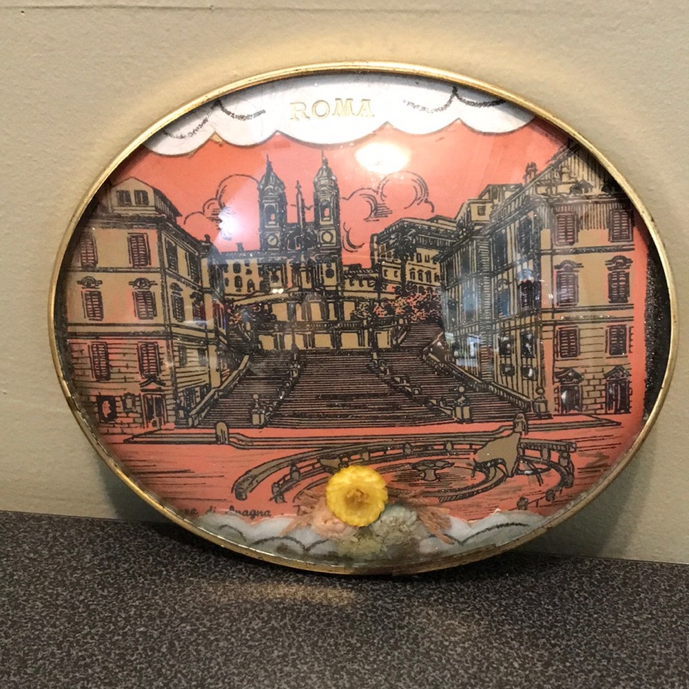 🇮🇹Rome Bubble Glass Frame Picture Piazza Di Spagna & Spanish Steps Roma Italy